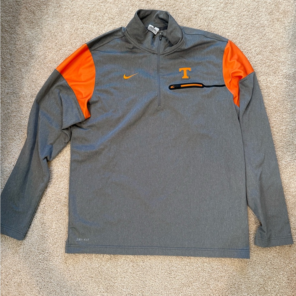 Nike Gray and Orange Quarter-Zip University of Tennessee Pullover Size L